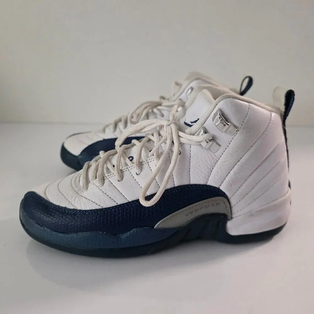 Jordan 12 Retro French Blue 2016 Kids Sneakers 153265-114 White Blue Size 4Y